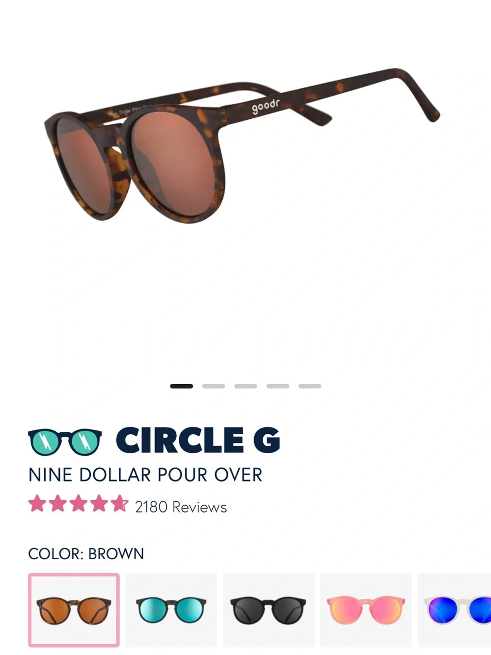 Goodr nine dollar pour over tortoise sunglasses